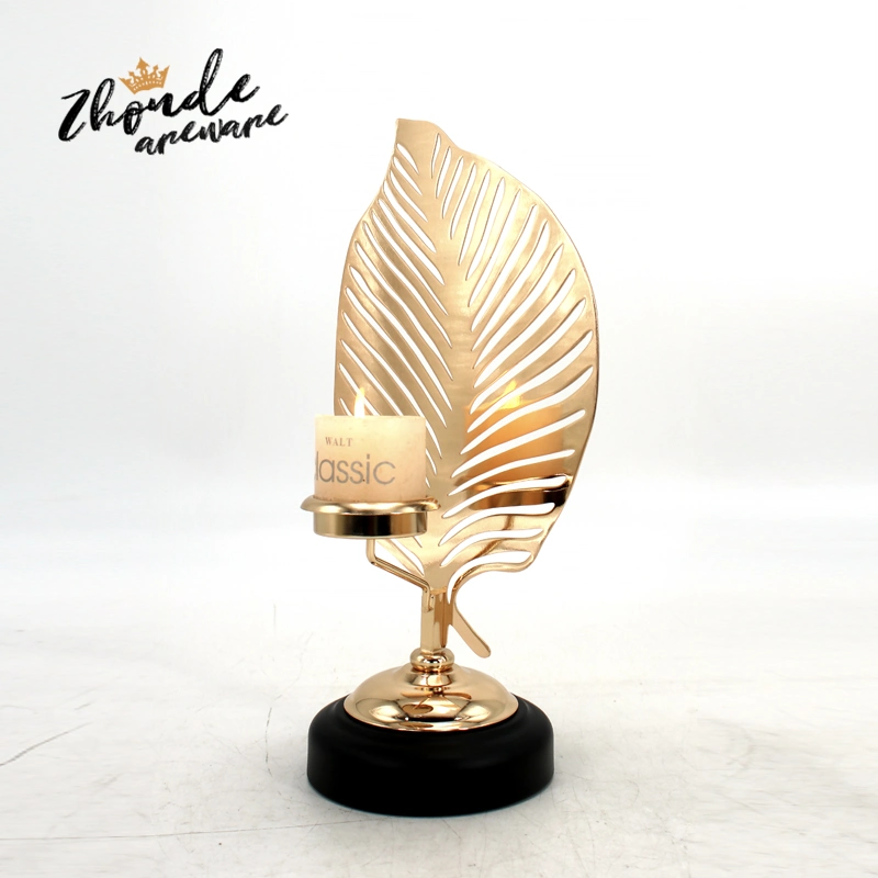 Leaves Shape Gold Metal Candle Holder Stands Flower Stand for Wedding Table Decoration