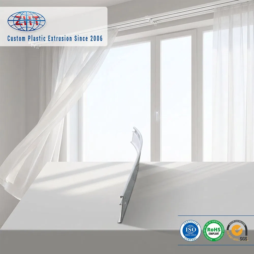 Custom PVC/ABS/PP/PE Plastic Extrusion Line Profile for Ceiling Curtain Track and Guide Rail