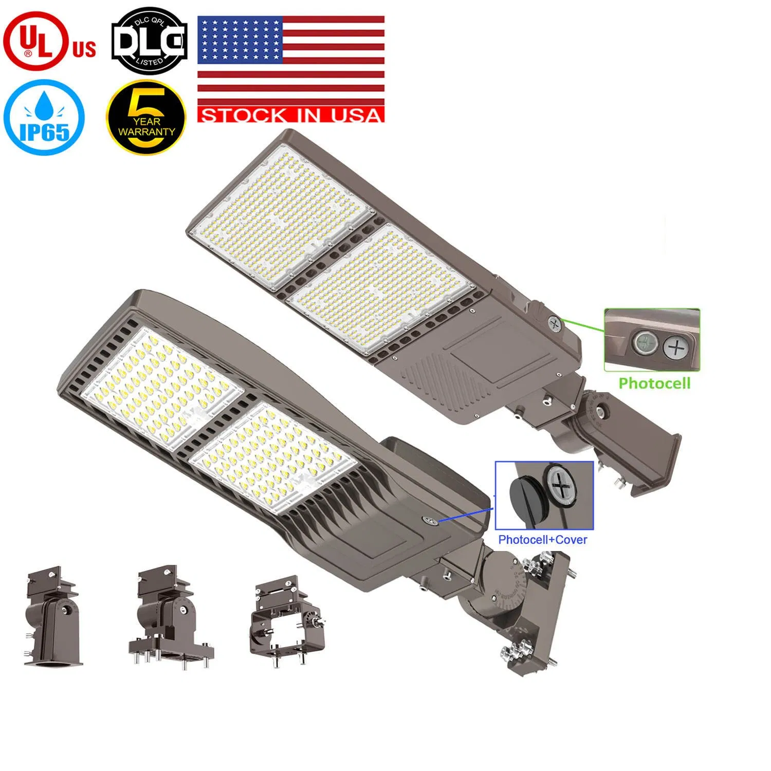 Us Stock Street Shoebox Lighting Wall Fixture 100W-320W IP65 LED Parking Lot Light