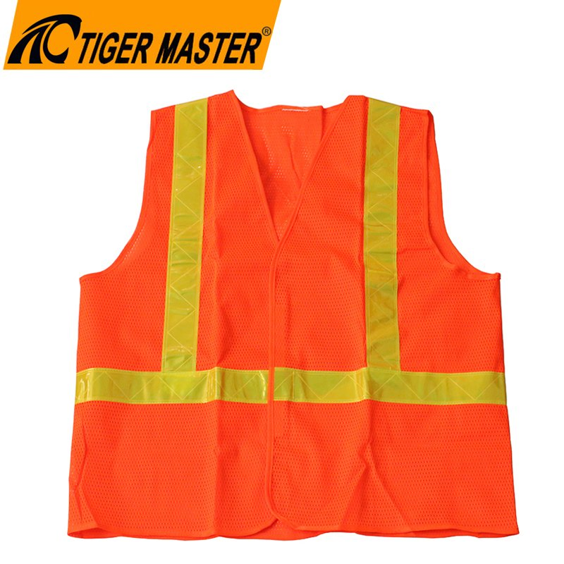 Custom Logo High Visibility Red Mesh Road Workplace Safety PVC Reflective Safety Vest