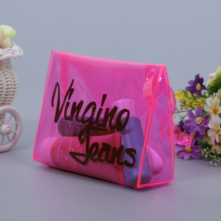 Chic and Fashionable Pink PVC Bag with Personalized Button Fastening