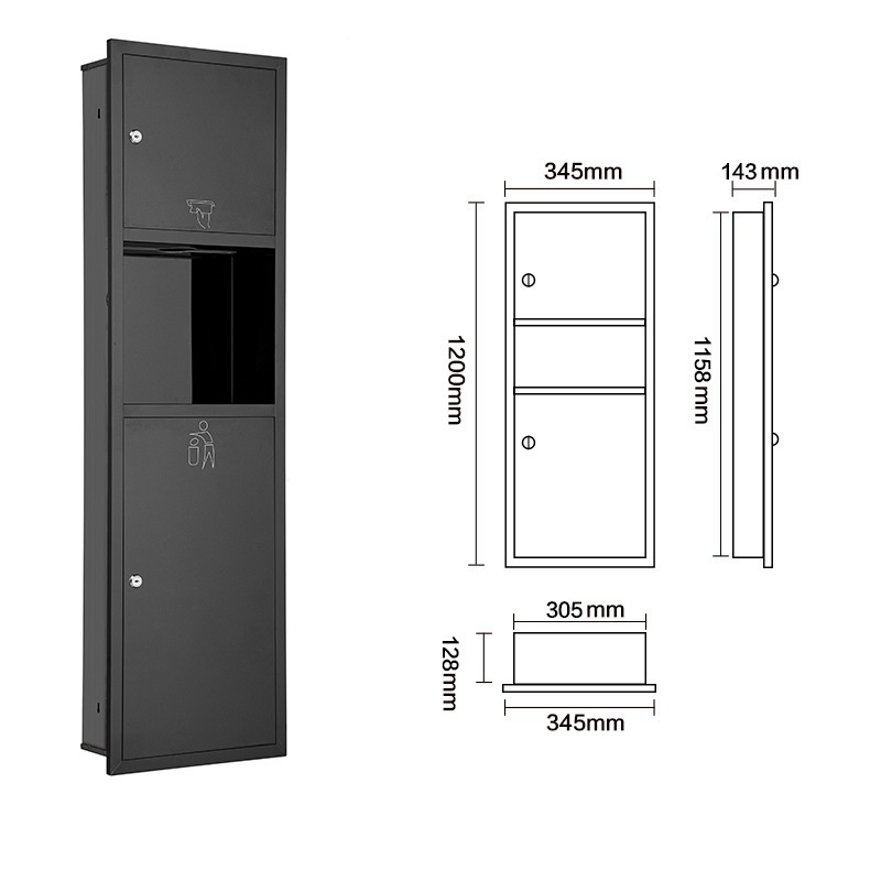 Bathroom Accessories Stainless Steel Wall-Mounted 2 in 1 Paper Towel Dispenser