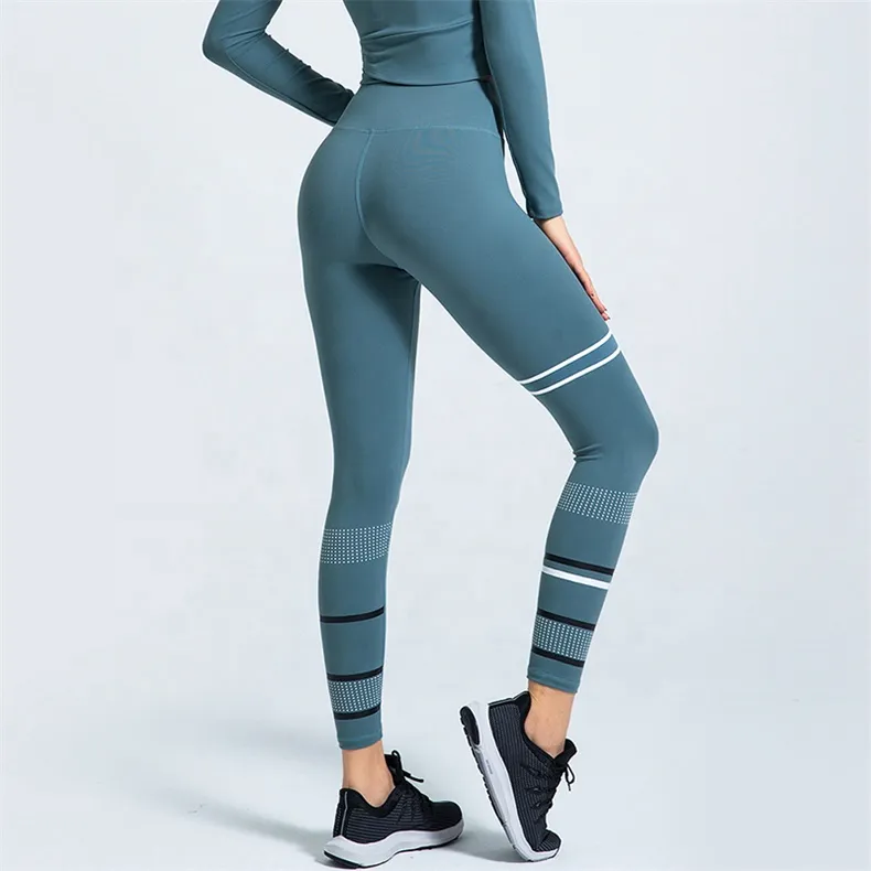 Best Selling High Quality Striped Printed Gym Pants Women Leggings Workout Clothing Brands Sports Wear