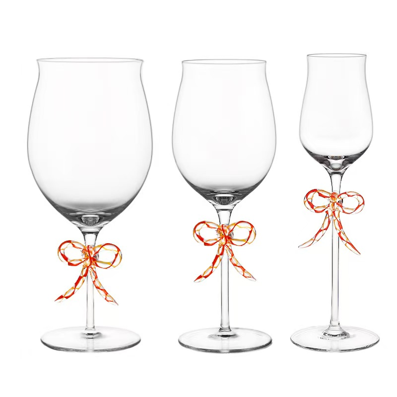 Cute Bow Design Tall Christmas Tree Glass Water Cup, Wedding Glass Cup