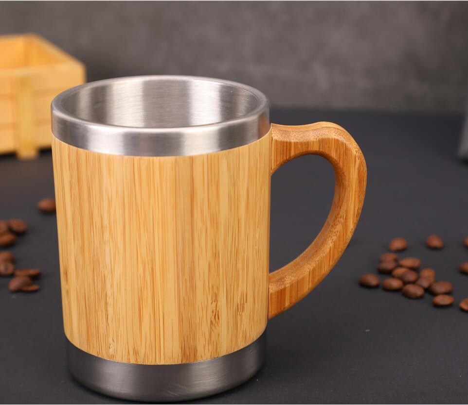 Bamboo Coffee Mug with Stainless Steel Inner Thermal Bamboo Cup
