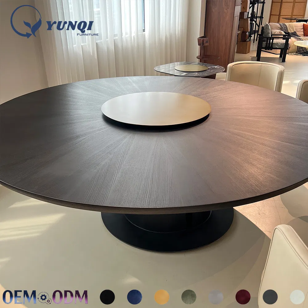 Lazy Susan Rotating Top Metal Base 240cm Big Round Dining Table for Villa Home