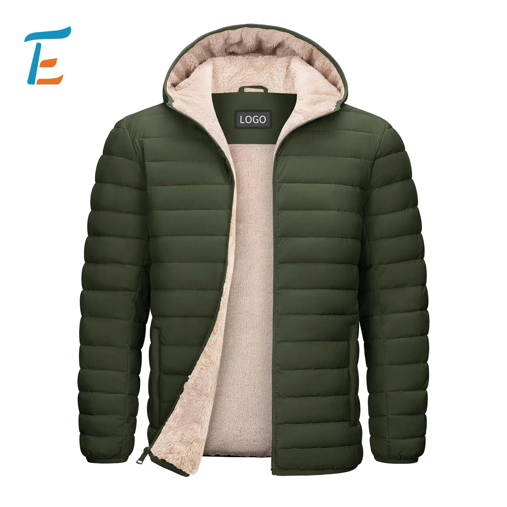 Mens Solid Color Puffer Jacket Active Utility Secure Pocket Comfort Clothing