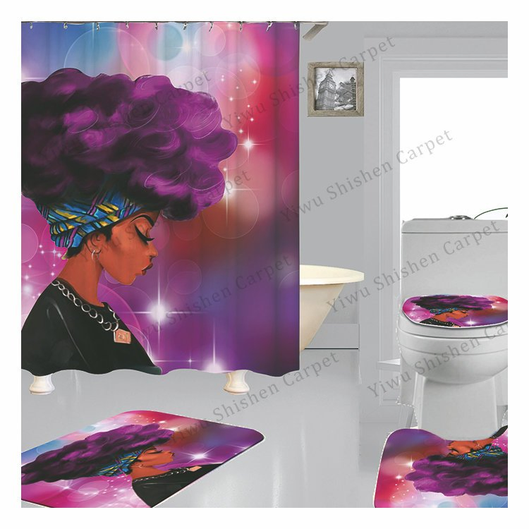 Amazon Best Sell New Product Fabric 3D Print Designer African Shower Curtain for Bathroom