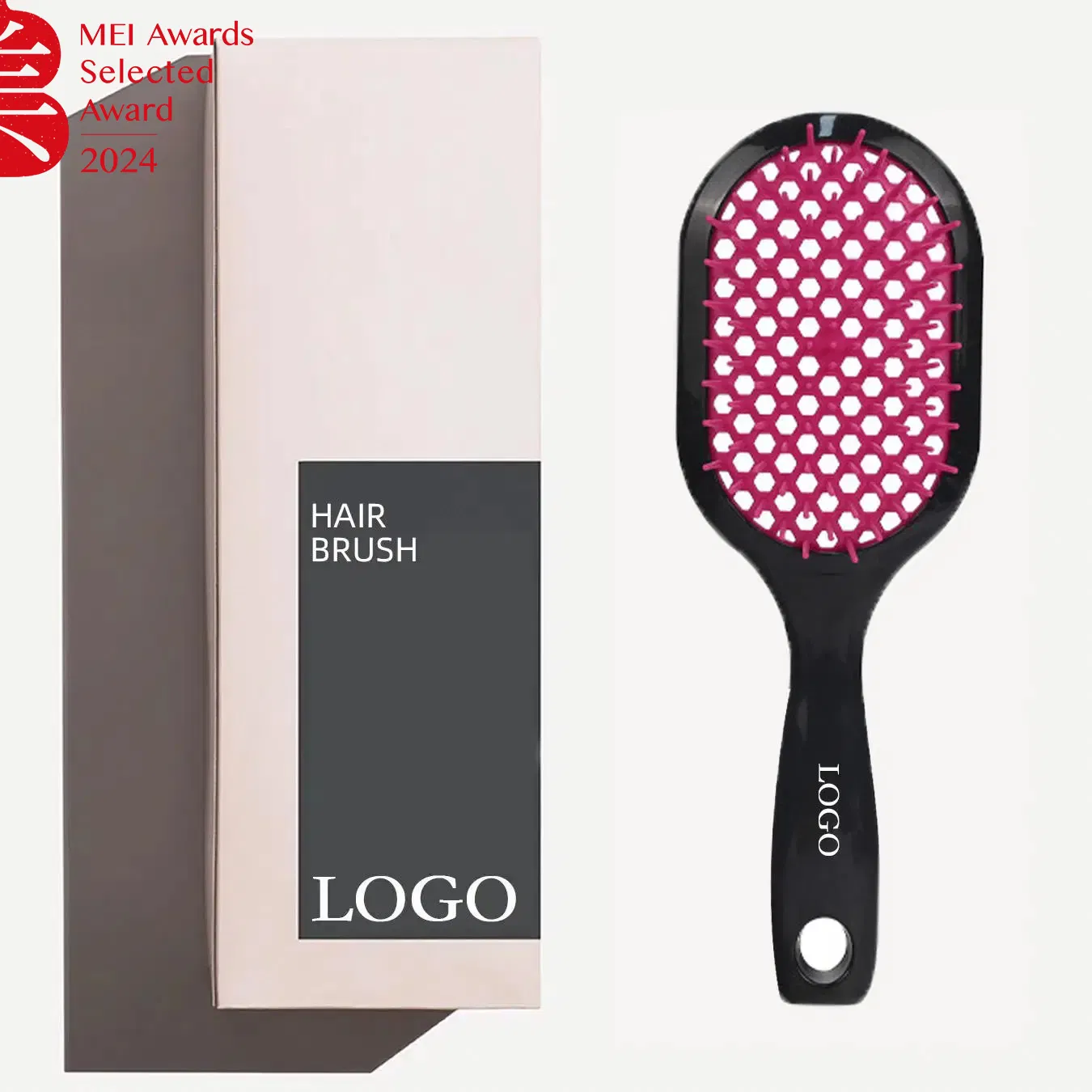 Customized Small Paddle Square Black Salon Vent Feature Plastic Handle Magic Hair Brush
