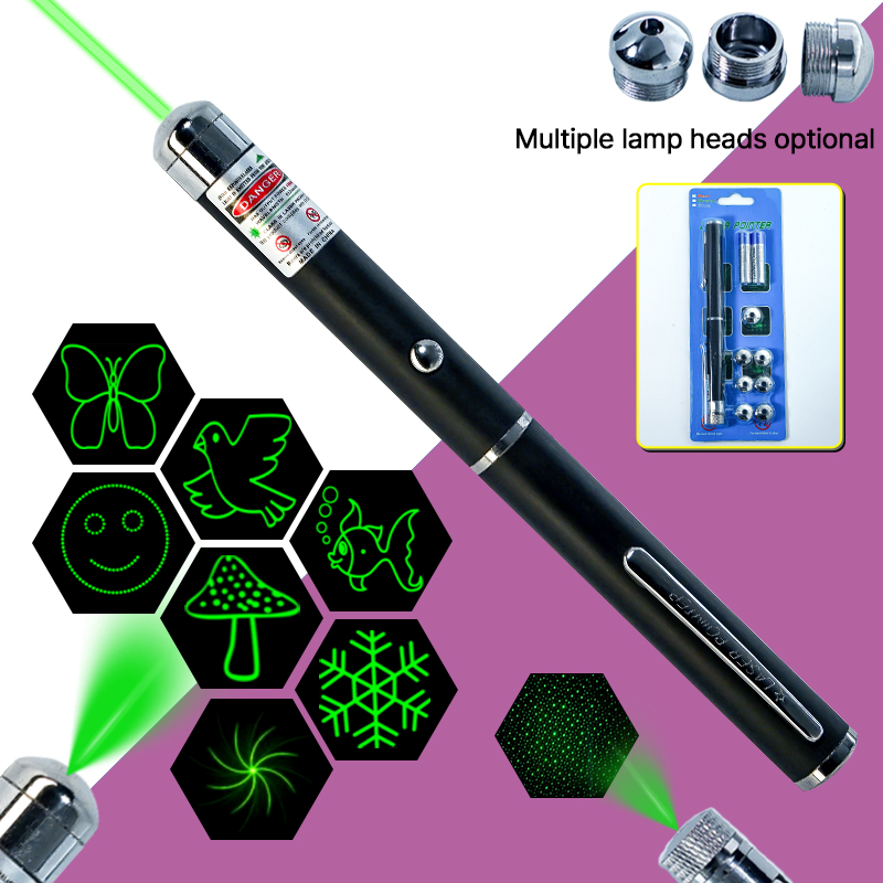 8-in-1 High Power Green Laser Pointer with Customizable Laser Heads