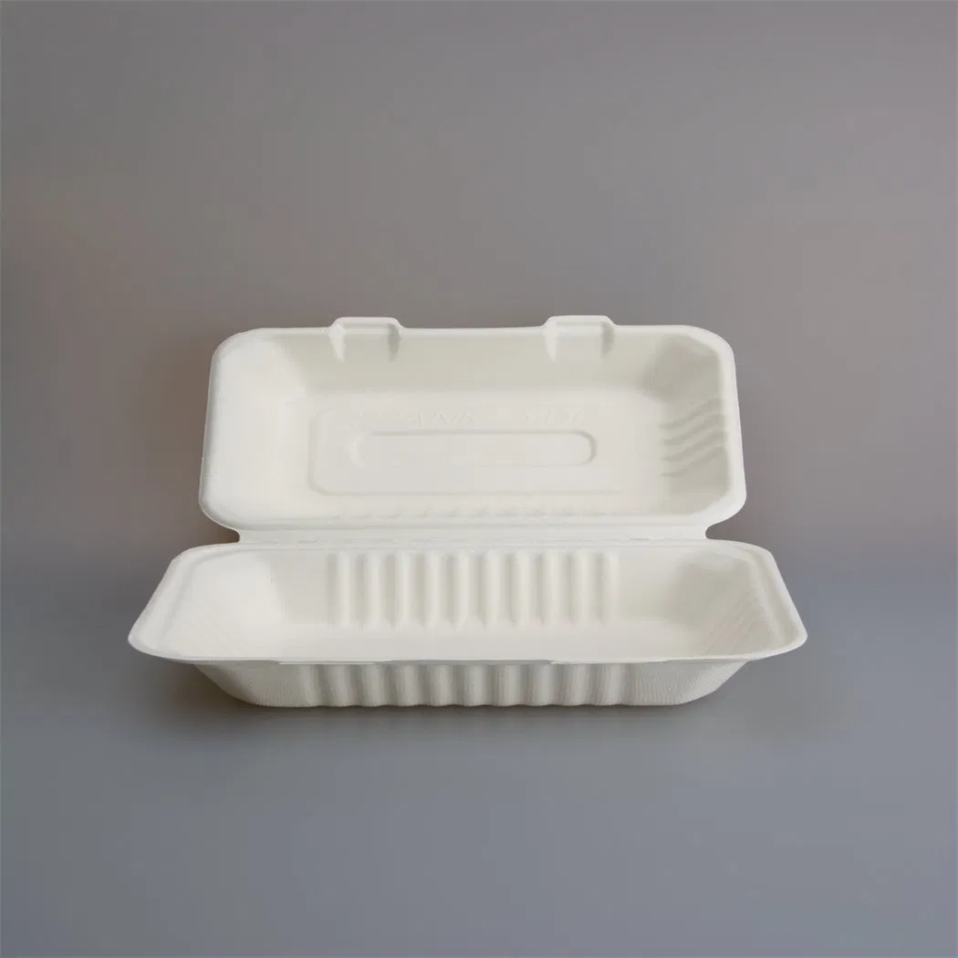 Wholesale Price Biodegradable Compostable Water-Proof and Oil-Proof Fast Food 9"*6" Clamshell