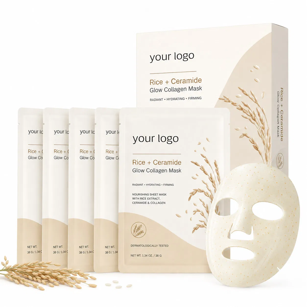 OEM Rice Ceramide Sheet Mask - Hydrating & Brightening Face Mask