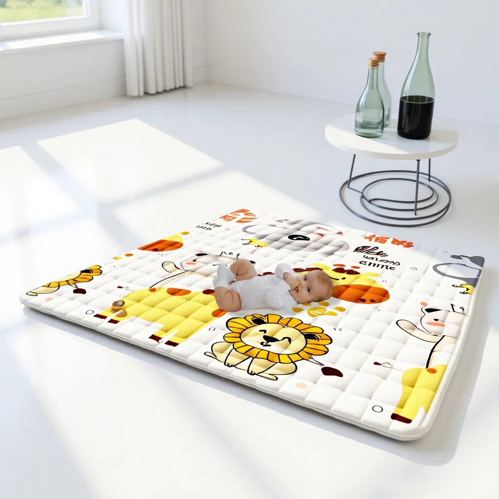 1cm Thickness Eco Friendly Cotton Kids Playmat Floor Rug for Home Nursery