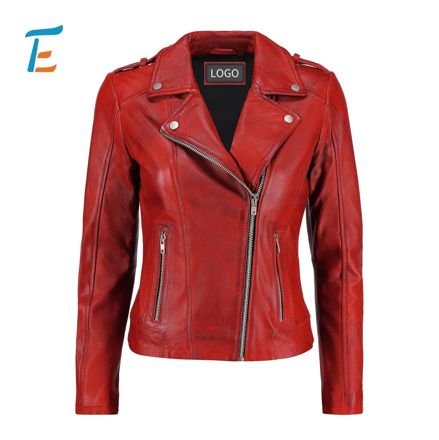 Vintage Faux Leather Jacket Womens Lapel Collar Slim Fit Sleek Punk Rock Moto Coat