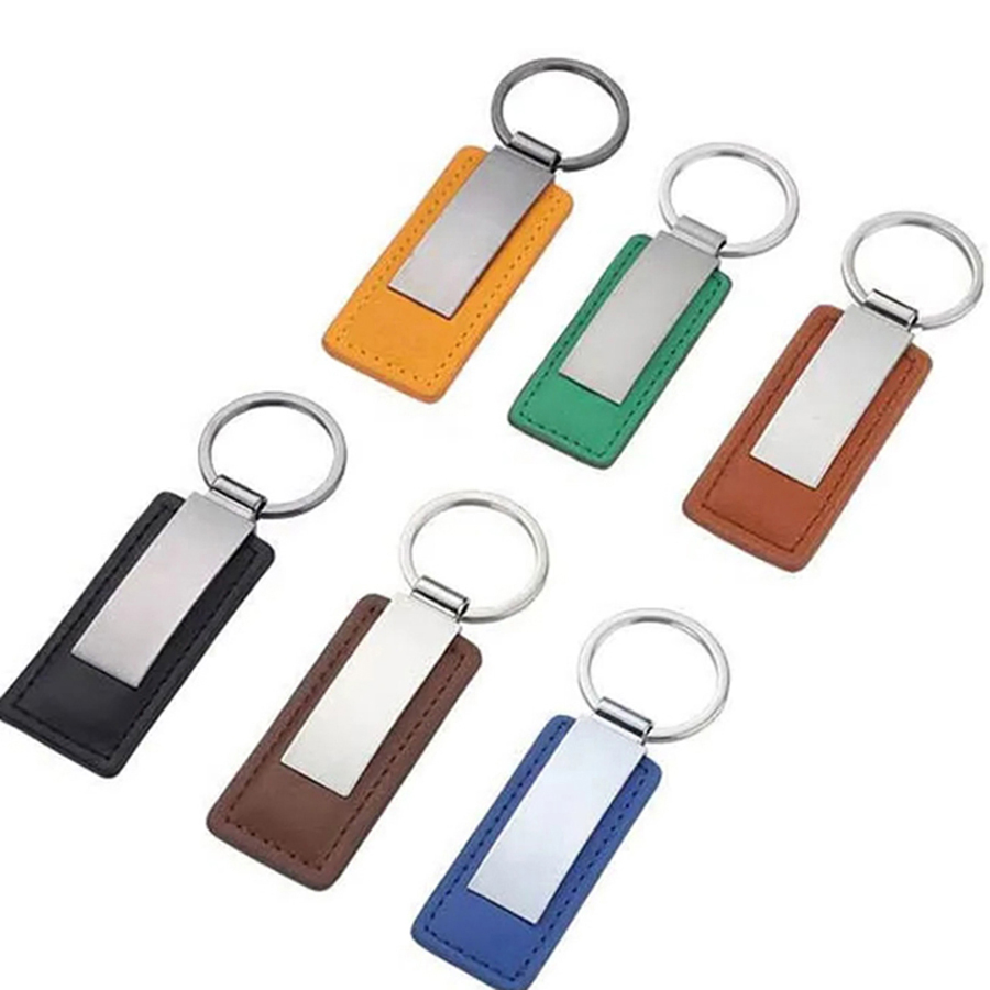 Wholesale Car Key Holder Chains Blank Keyring Custom Luxury PU Leather Keychain
