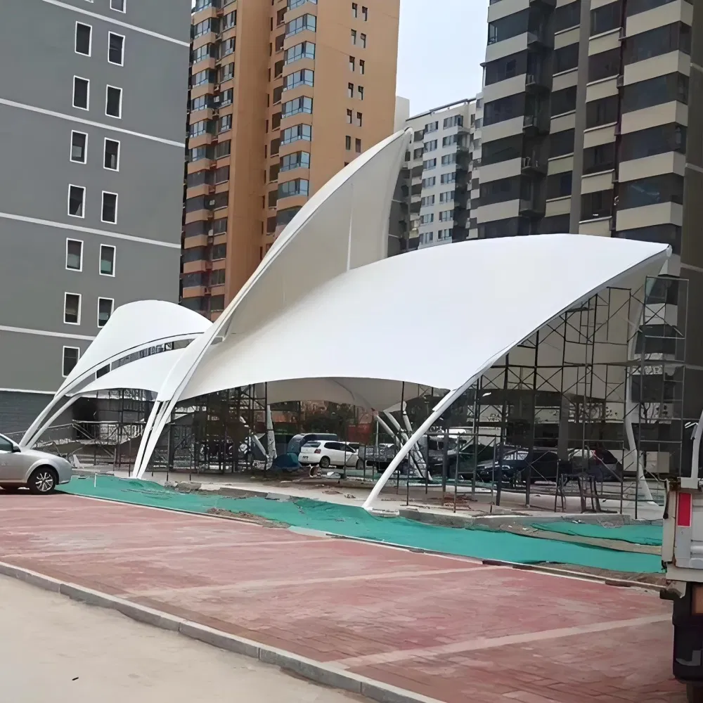 Eco Friendly Outdoor Pergola Membrane Structure Landscape Shelter with LED Light
