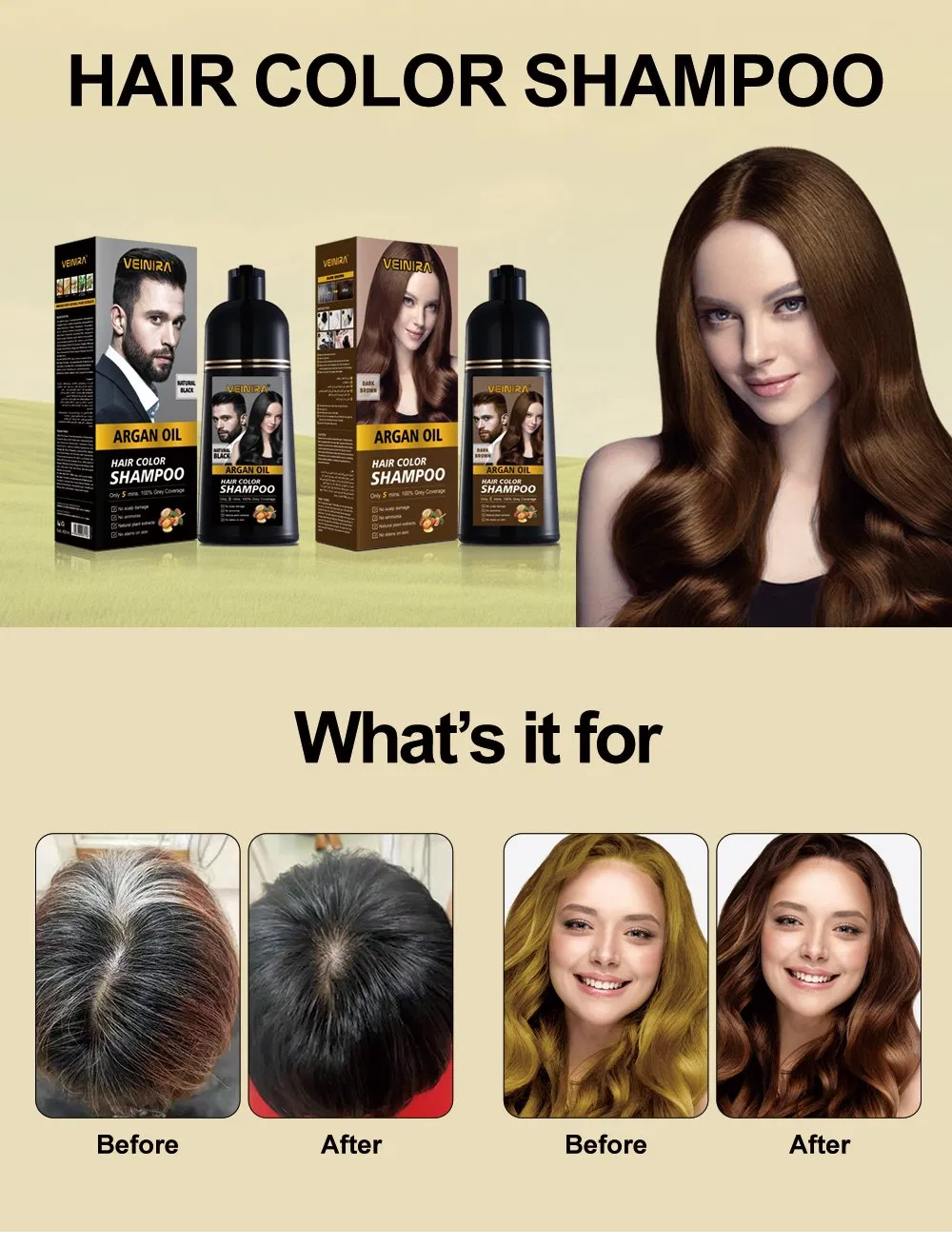 VEINIRA New Product Dye Hair Shampoo Glamour Professional Hair Color