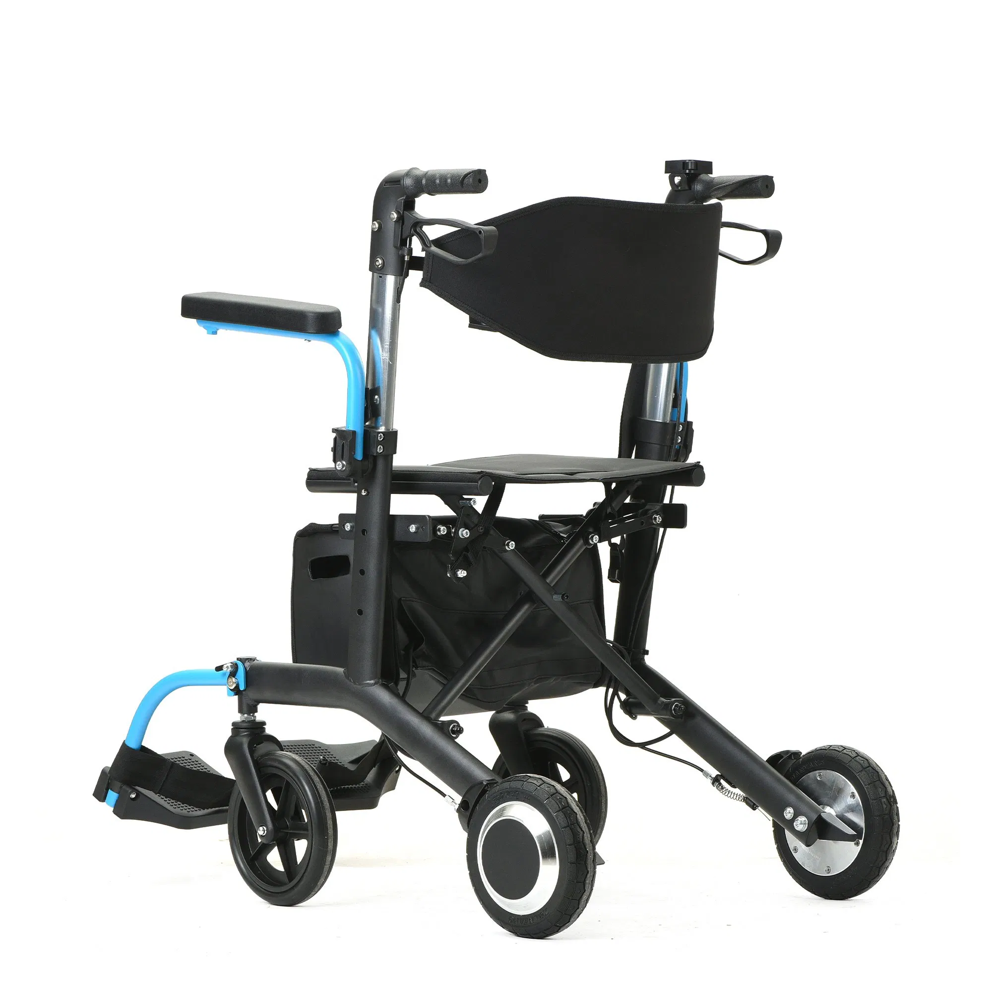 Four Wheel Walking Aid 24V 160W Elderly Mobility Walker High Strength Aluminum Alloy Foldable Electric Rollator Walker