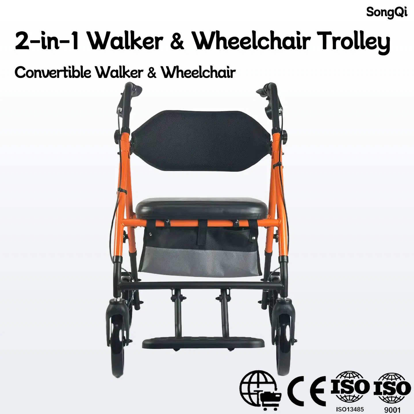 Bariatric Rollator for Seniors Adjustable Height Walker with Foldable Design & Safety Features