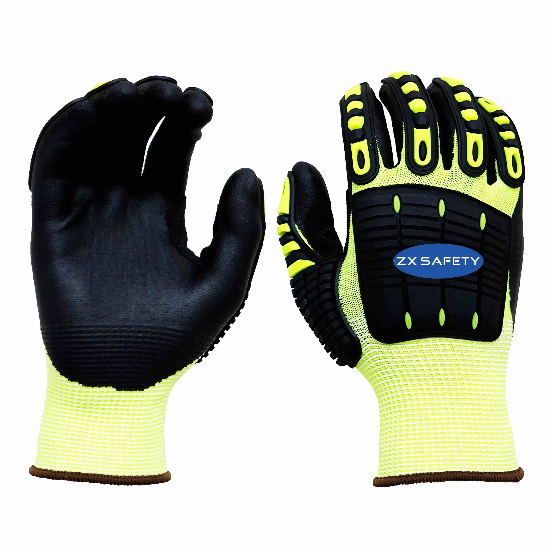 Hi Viz Yellow HDPE Cut 5 Gloves with TPR Impact Resistant Back