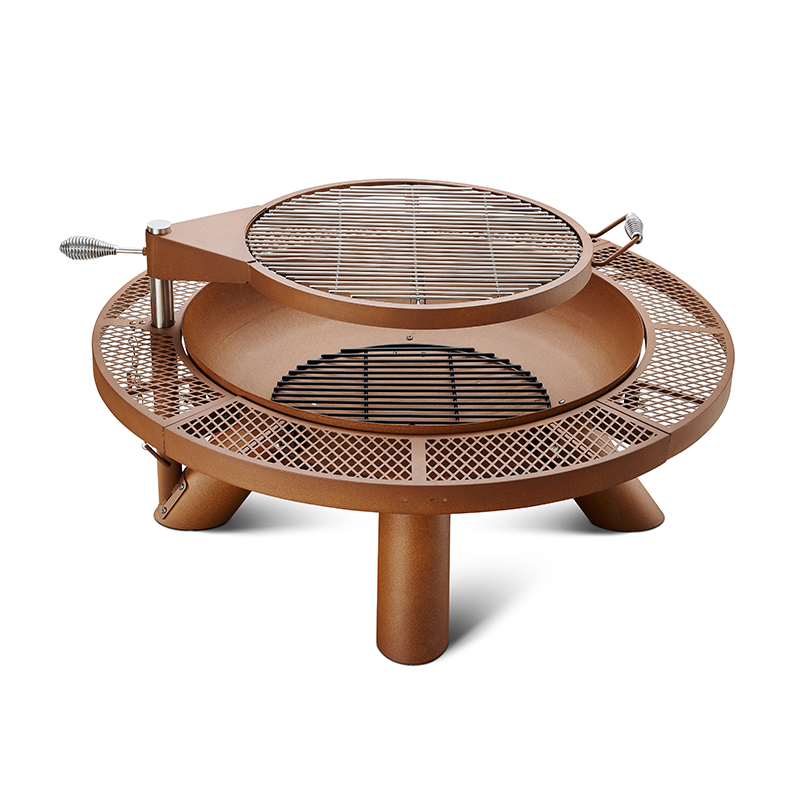 Modern Outdoor Multi-Use Steel Wood Burning Fire Pit Table Fire Basin Set Portable Powder Coated for Tea Brewing Barbecue