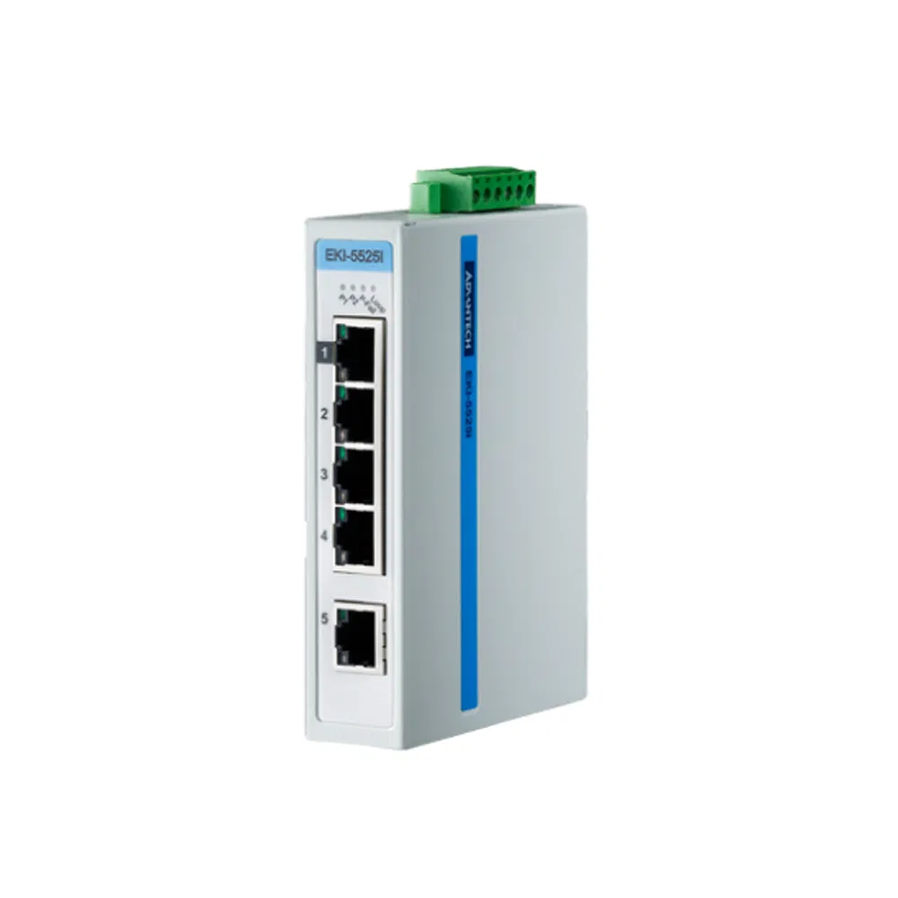 Advantech Eki 5525I 4 Port + 1 X100fx Port Multi-Mode Sc Type Fast Industrial Ethernet Switch with Wide Temperature