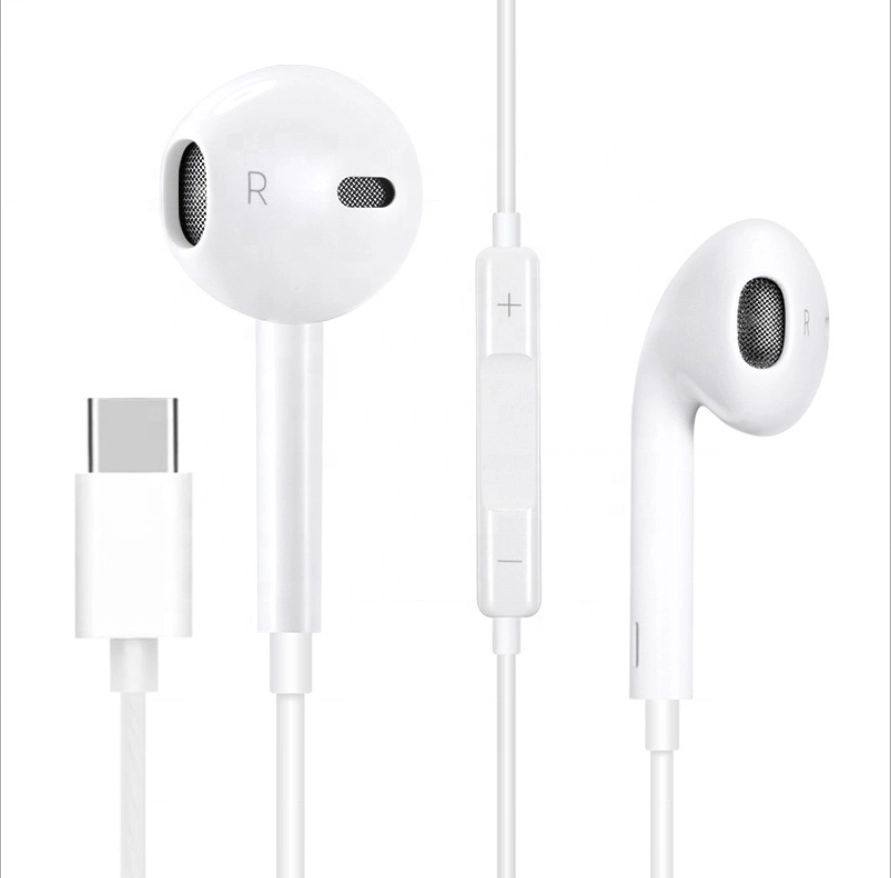 Hot Selling Original Function USB Type-C Wired Earphone with Mic Volume Control Earhooks for Mobile Cell Phones