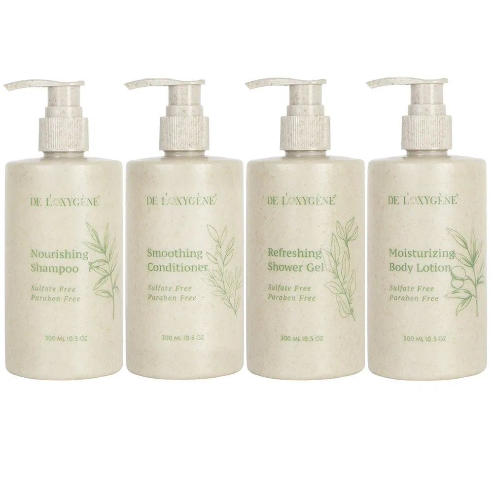 Custom 300ml Hotel Toiletries Set Shampoo Conditioner Shower Gel Body Lotion Bottle