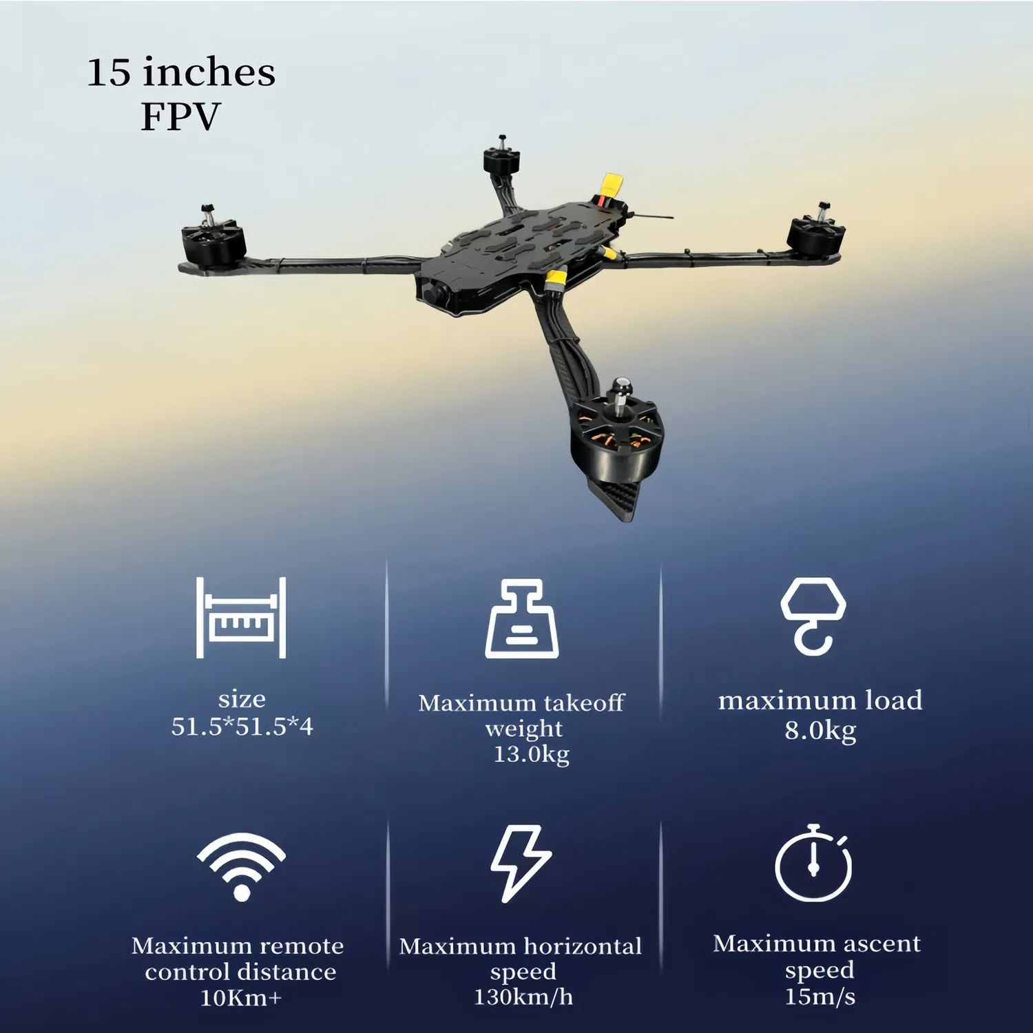 Dfl Mark 4 15 Inch 5.8g 3W Vtx 10kg Payload Flight Time 18mins GPS Positioning Function Long Range Fpv Drone