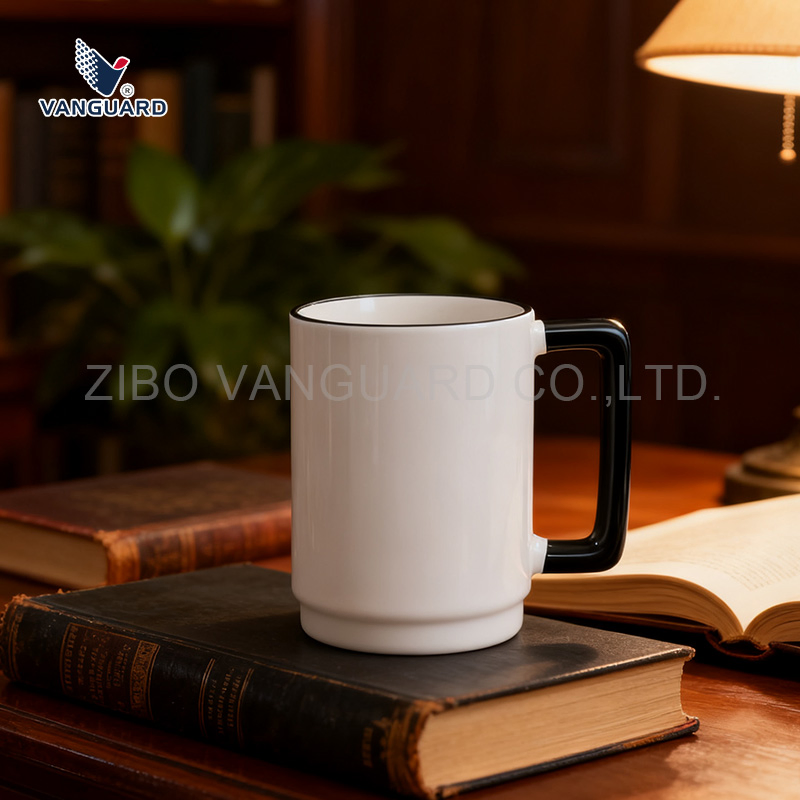 Two-Tone Color Drinking Coffee Mug Custom Logo Large Ceramic Pottery Cup