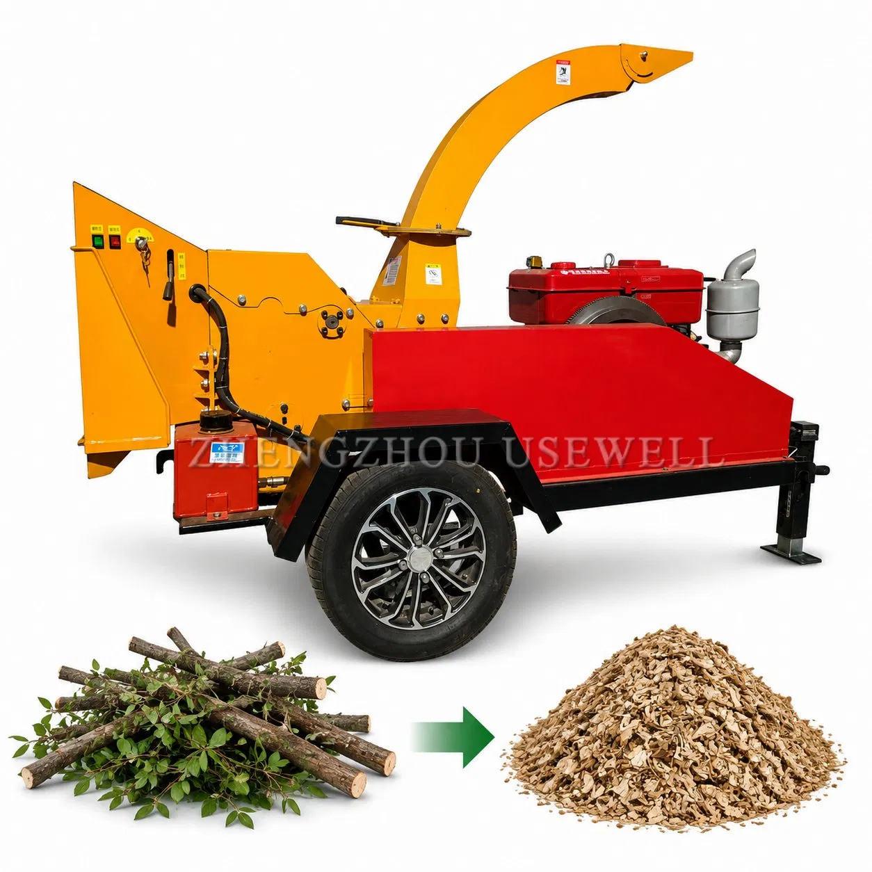 Large Tree Chipper Machine for Forestry Landscaping and Municipal Waste Treatment