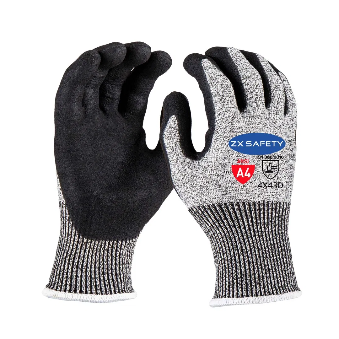 Sandy Nitrile Coated Hppe Cut Resistant 5 Gloves