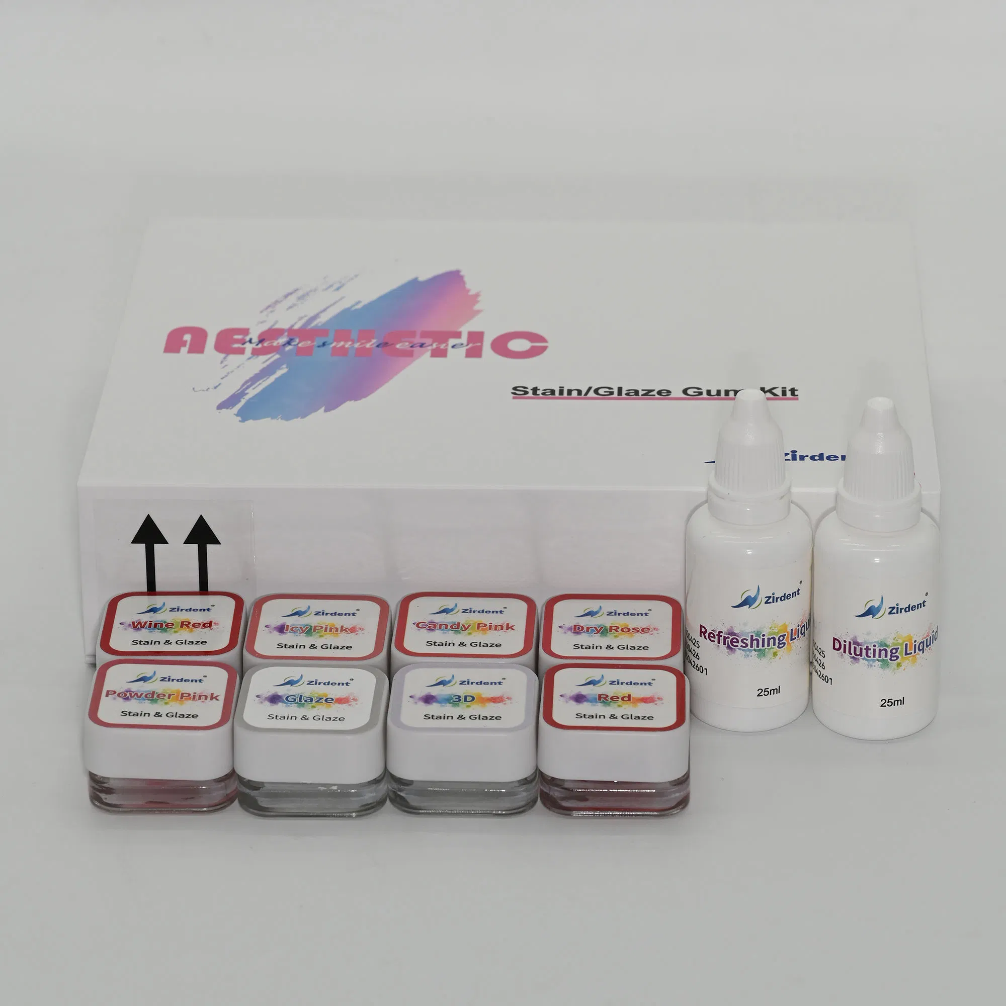 Factory Zirconia 8+2 Aesthetic Teeth Gum Kit Universal Stain Glaze Liquid