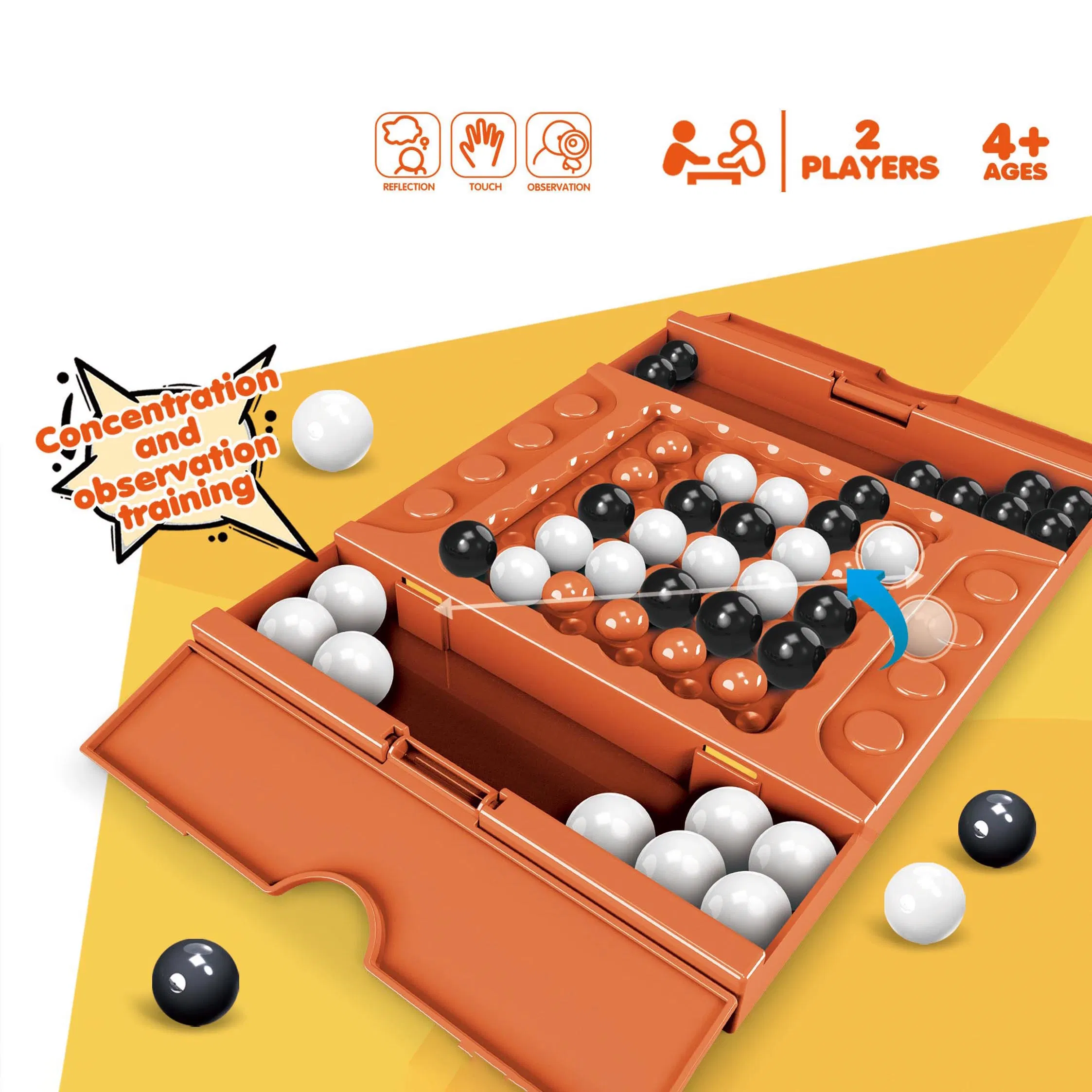 Kids Five Chess Four-Side Board Game, Logic Thinking Training Toy, Interactive Competitive Table Game for Family Party 4 Years Old+