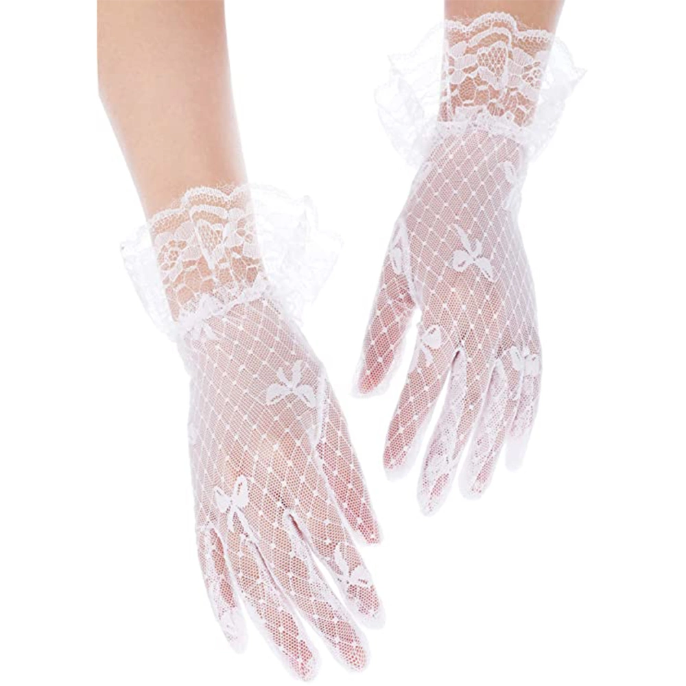 UV Protection Summer Short Bowknot Decoration Wedding Gloves