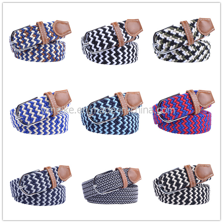 New Fashion Designer Colorful Unisex Men Lady Elastic Woven Fabric Belt