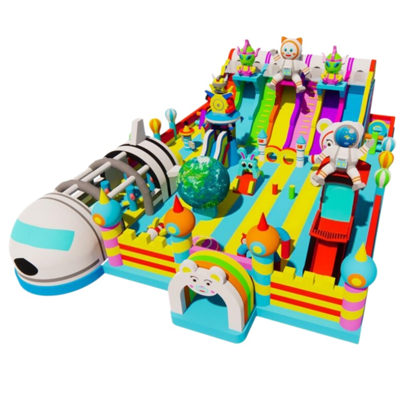New Square Children's Inflatable Castle Large Inflatable Trampoline Funland for Kids