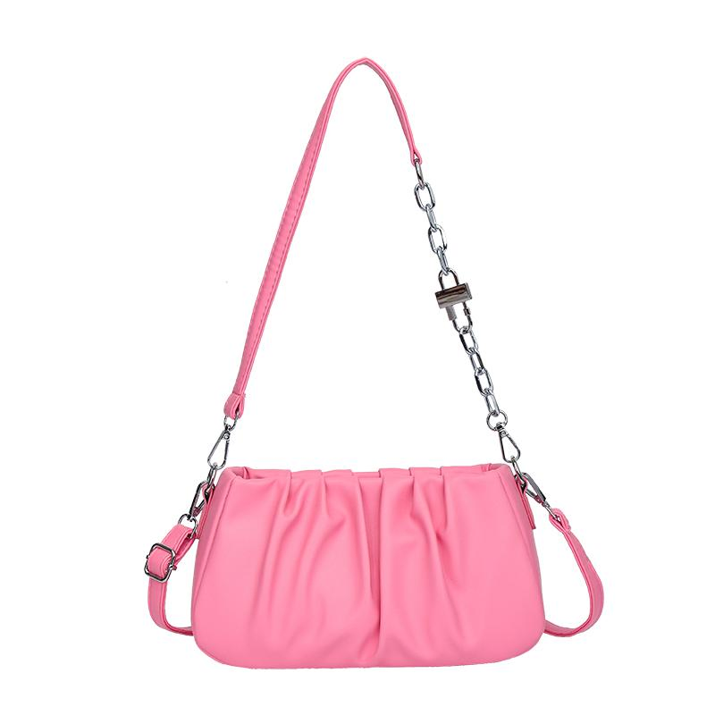 Textured Fashion Women's Bag 2024 Spring and Summer New Pink Pleated Cloud Armpit Bag French Niche Single Shoulder Crossbody Bag