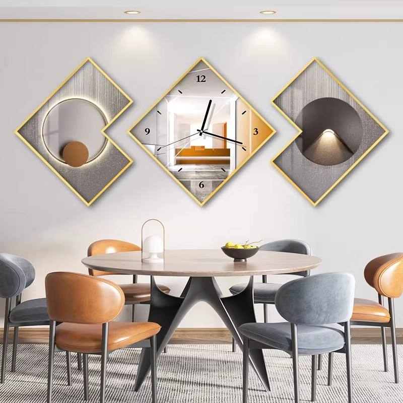 Decoration Crystal Porcelain 3PCS/Set Modern Minimalist Luxury Decorative Painting Wall Clock