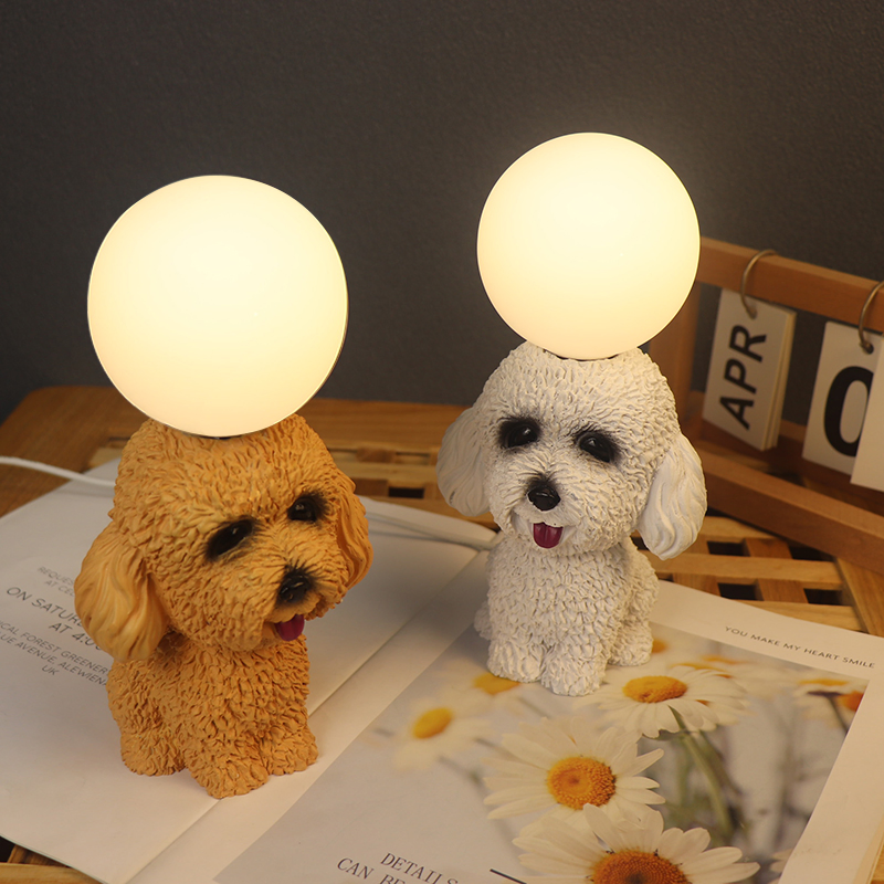 Dog Table Desk Lamp Decorative Glass Night Light Gift for Kids