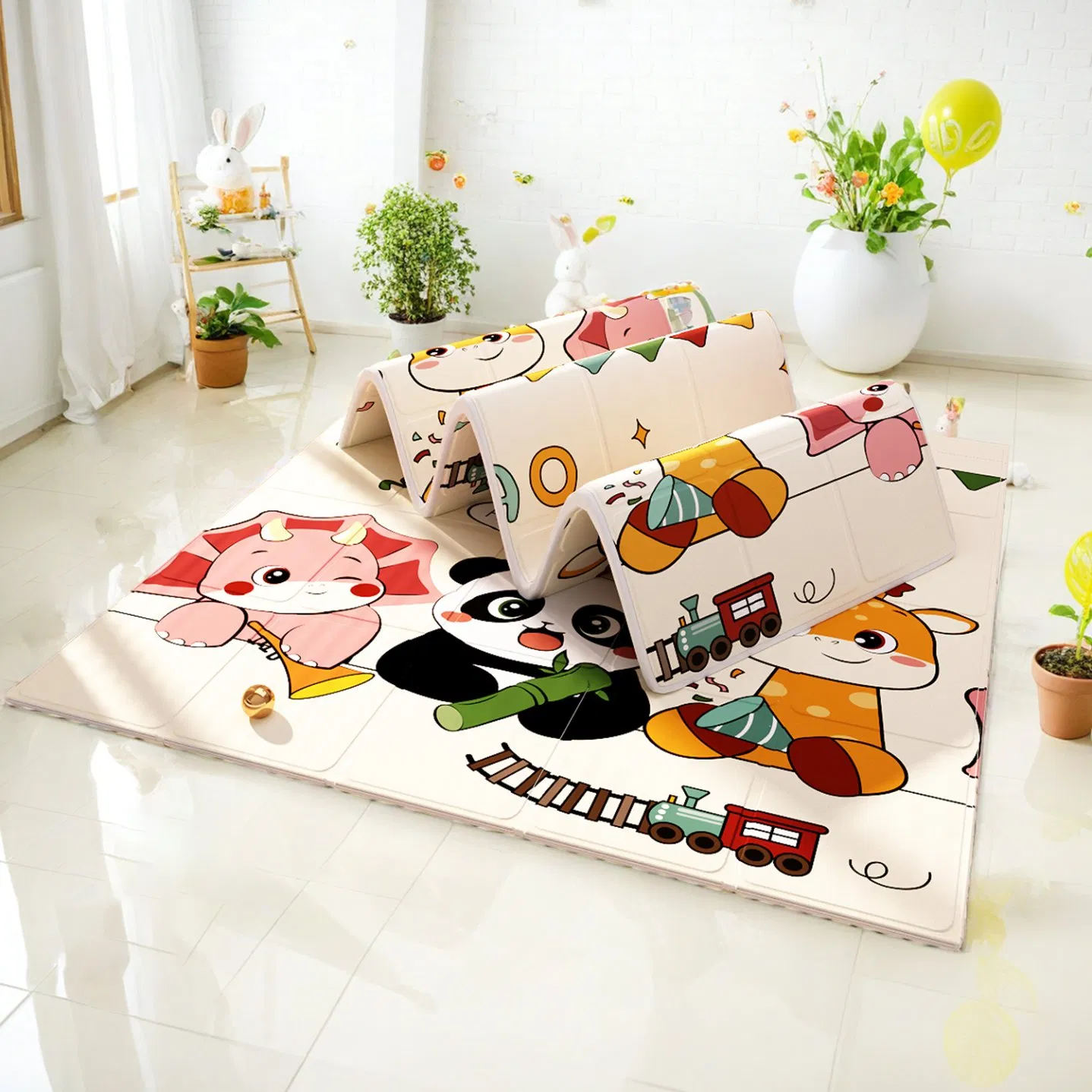 Lightweight Portable Baby Play Mat Double Sided Cartoon Toddler Activity Rug