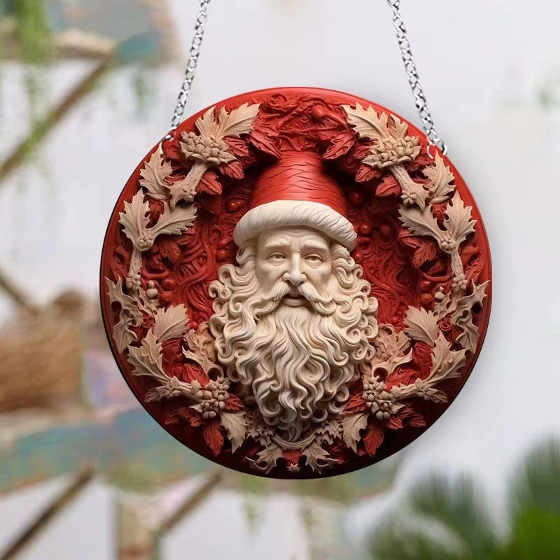 Christmas Gift Acrylic Sun Catcher Patio Pendant Acrylic Crafts Santa Claus