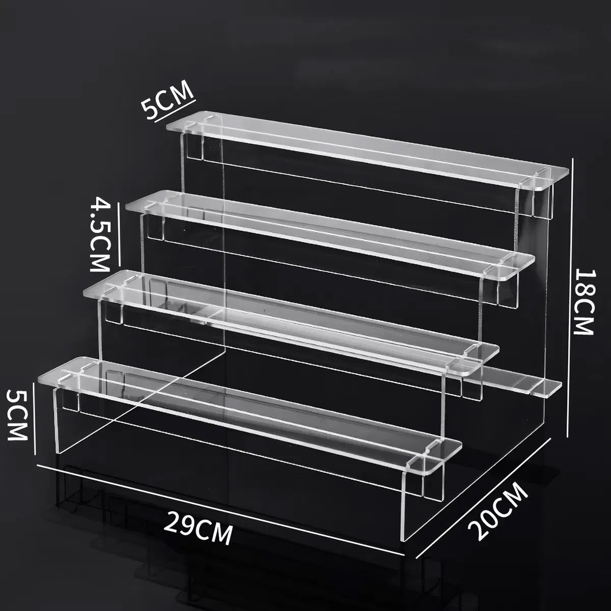 4 Tiers Assembled Multi-Functional Acrylic Ladder Display Storage Shelf