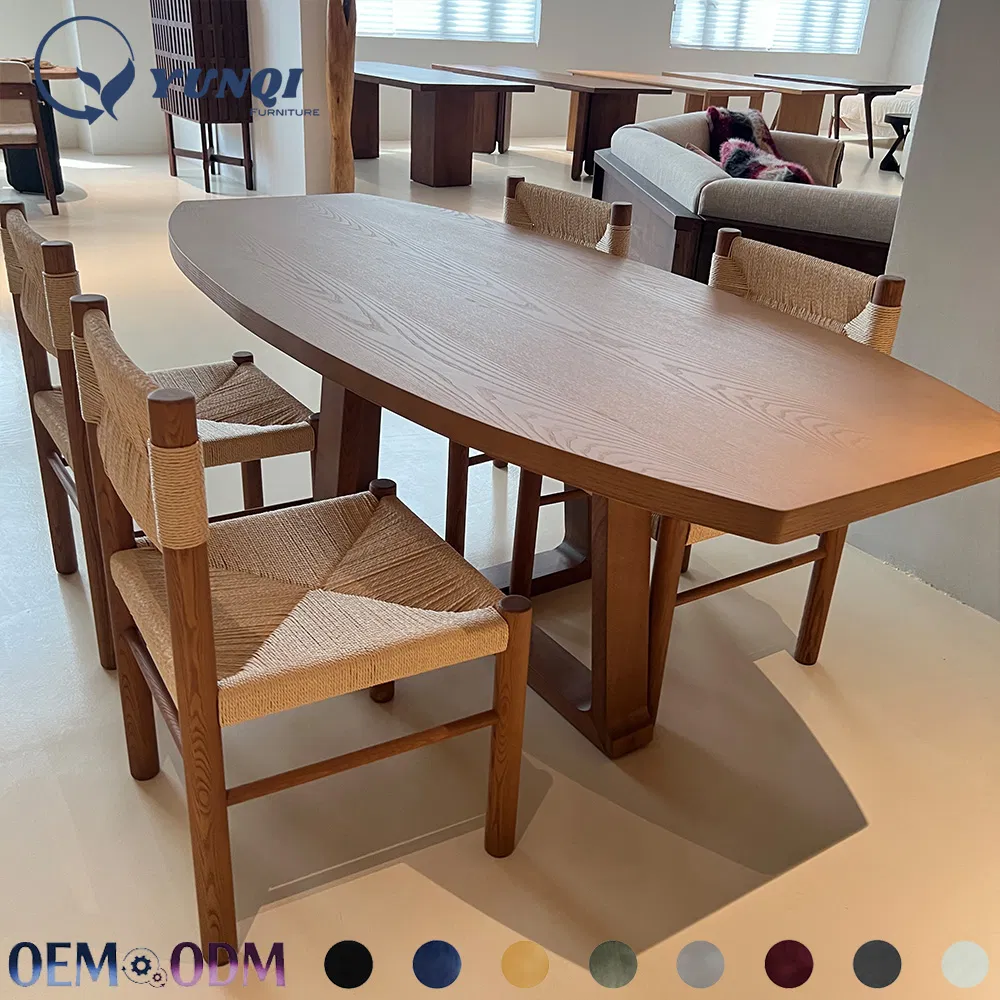 Modern Rustic Solid Wood Oval Dining Table Living Room Household Dinner Table