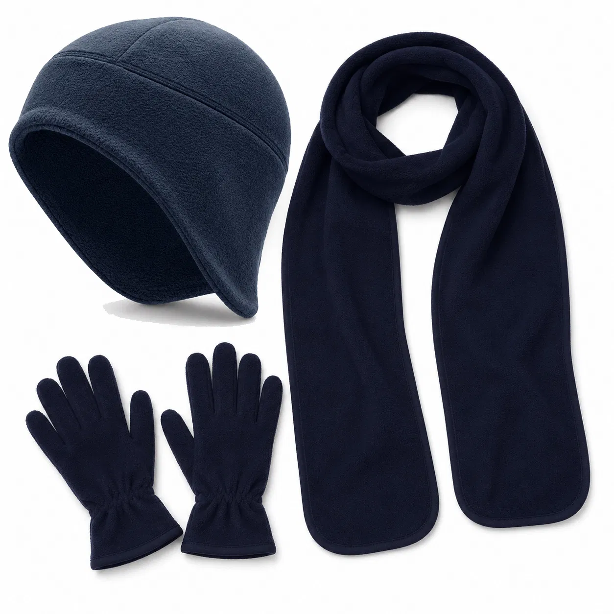 Wholesale Customizable Polar Fleece Winter Beanie Hat Scarf Gloves Set for Cold Weather