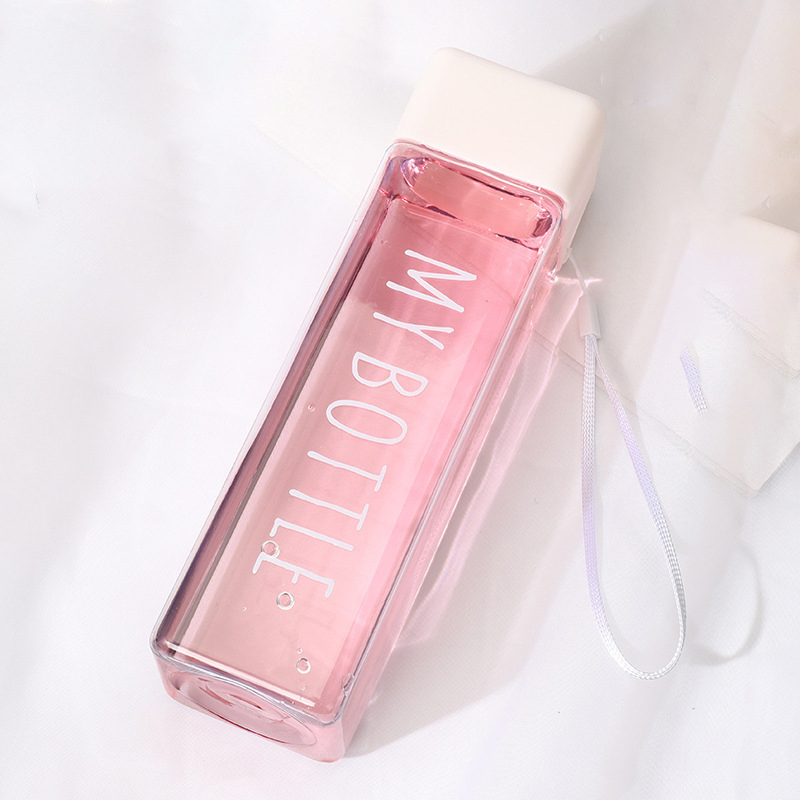 Customized Portable Eco Square Water Bottle Cups Sport Fruit Juice Plastic Clear Eco Friendly Water Bottle