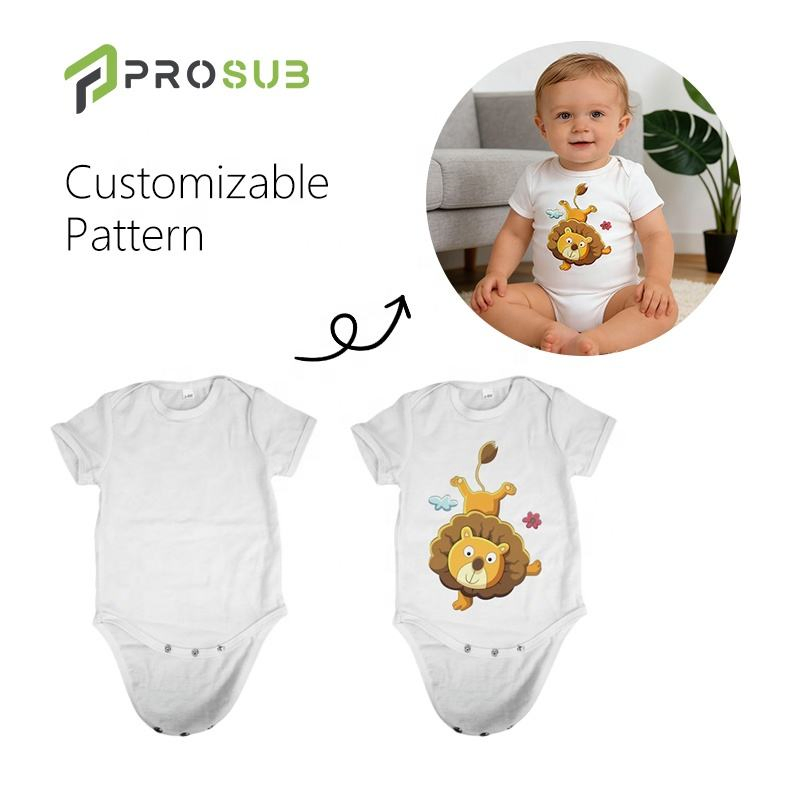 Prosub Blank Sublimation Baby Clothes - DIY Custom Infant Onesie Bodysuit, Soft Polyester Cotton-Feel Newborn Romper for Heat Press