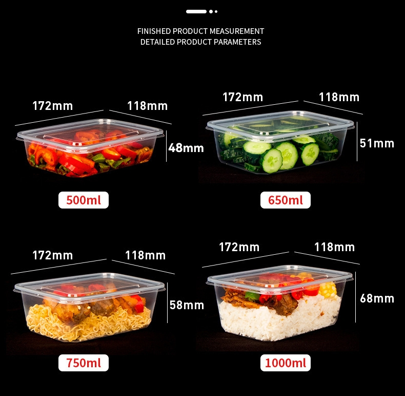 Microwavable PP Transparent Leakproof Disposable Plastic Bento Lunch Box