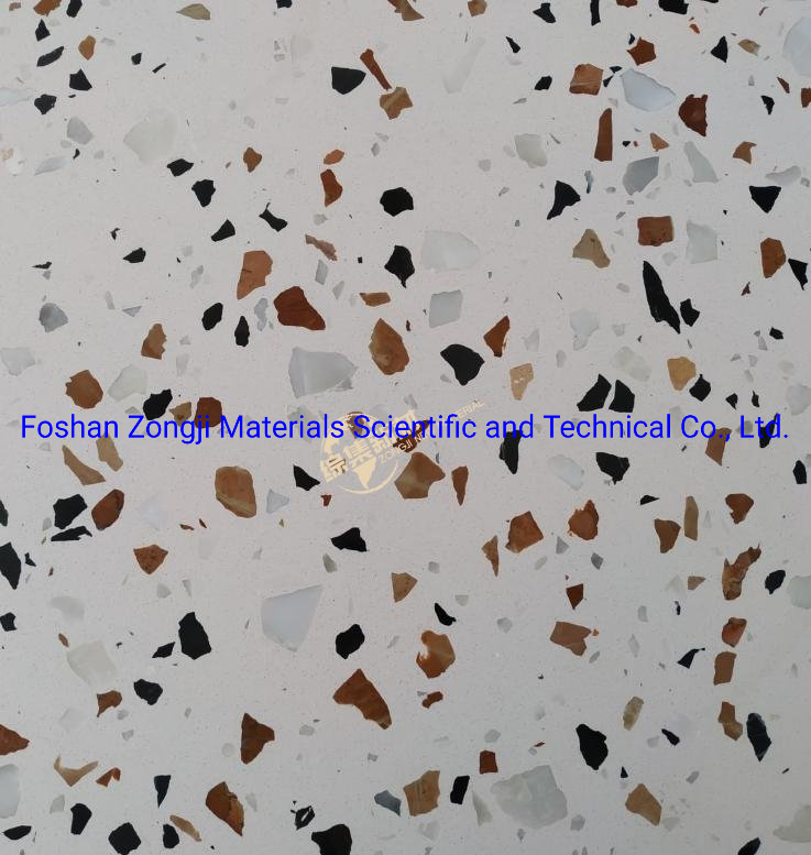 Hotsale Elegant Big White Color Quartz Stone Slab Terrazzo with Blue Spots for Hotel Lobby Floor Decoration