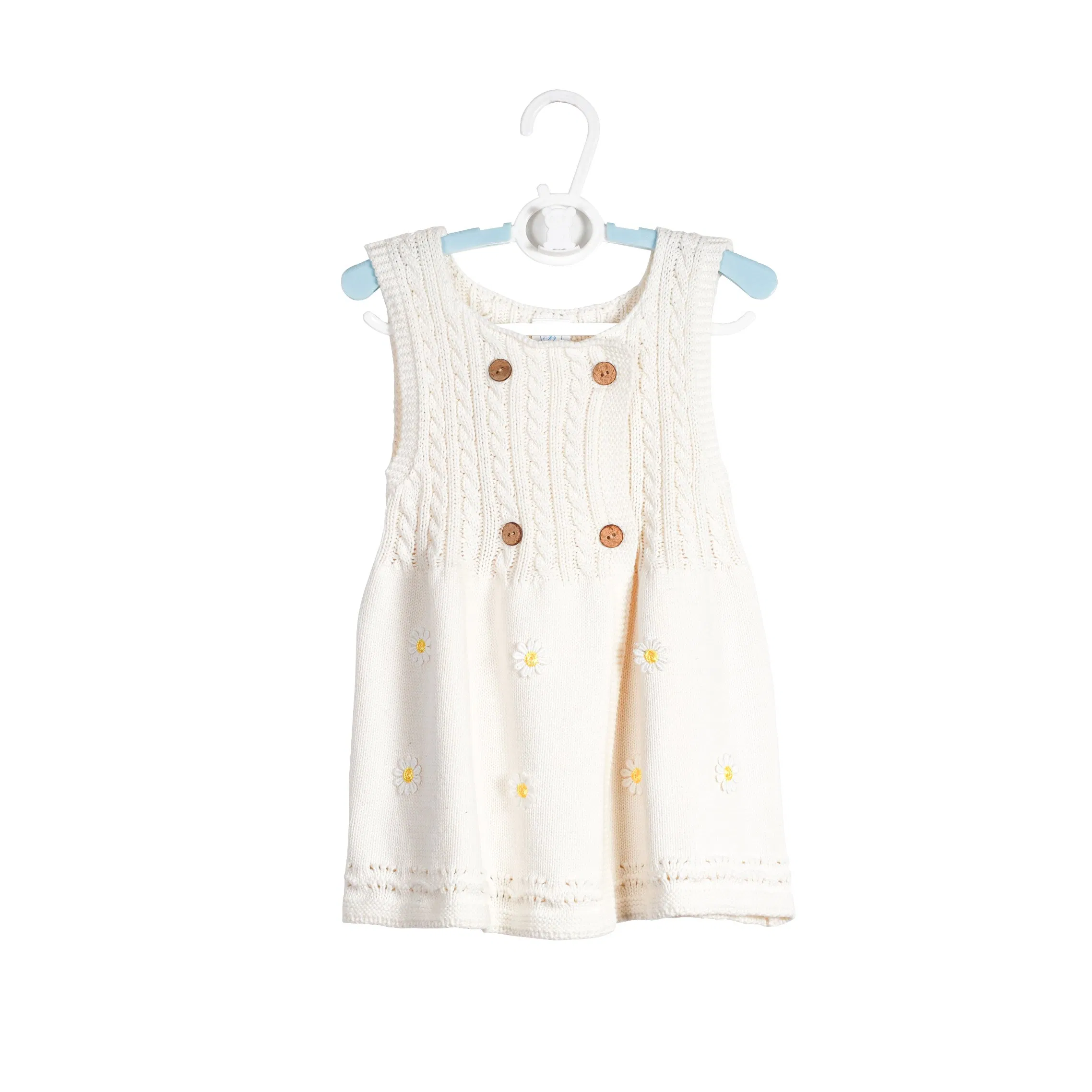 Spring Autumn Popular White Floral Knitted Jumper for Girls